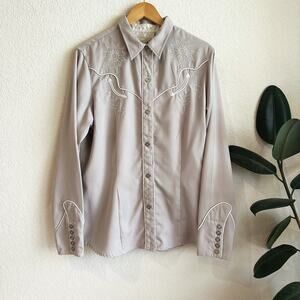 Roper Womens Pearl Snap Embroidered Western Shirt XL Rockabilly Retro Cowgirl